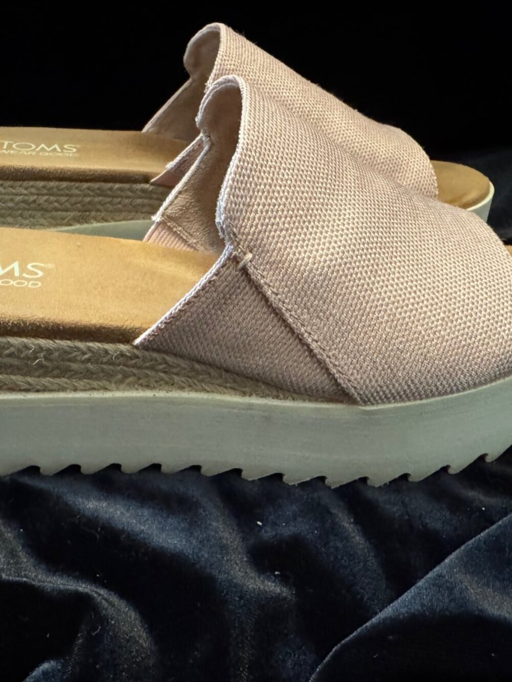 TOMS Diana Platform Sandals Pink Canvas Espadrille Slides slip on Womens 7.5
